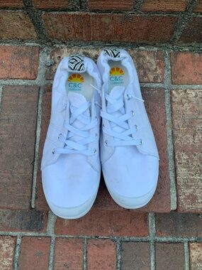 C&C California White Canvas Women's Lace-Up Sneakers